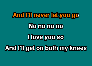 And I'll never let you go
No no no no

I love you so

And I'll get on both my knees