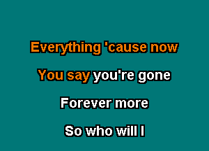 Everything 'cause now

You say you're gone

Forever more

So who will I