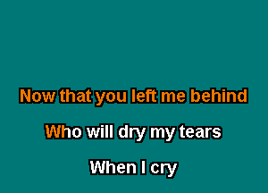 Now that you left me behind

Who will dry my tears
When I cry