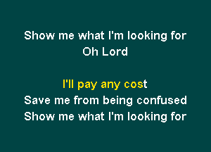 Show me what I'm looking for
Oh Lord

I'll pay any cost
Save me from being confused
Show me what I'm looking for