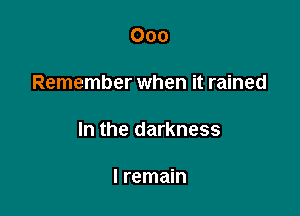 000

Remember when it rained

In the darkness

I remain