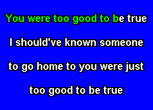 You were too good to be true
I should've known someone
to go home to you were just

too good to be true