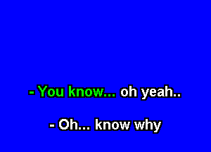 - You know... oh yeah..

- Oh... know why