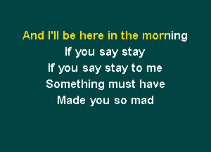 And I'll be here in the morning
If you say stay
If you say stay to me

Something must have
Made you so mad