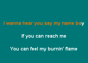 I wanna hear you say my name boy

If you can reach me

You can feel my burnin' flame