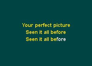 Your perfect picture
Seen it all before

Seen it all before