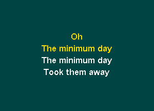 0h
The minimum day

The minimum day
Took them away
