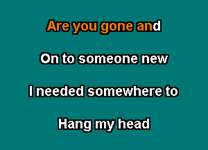 Are you gone and
On to someone new

I needed somewhere to

Hang my head