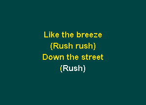 Like the breeze
(Rush rush)

Down the street
(Rush)