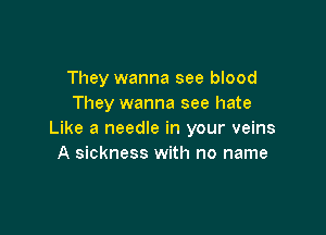 They wanna see blood
They wanna see hate

Like a needle in your veins
A sickness with no name