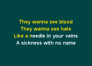 They wanna see blood
They wanna see hate

Like a needle in your veins
A sickness with no name