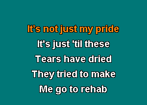 lt,s not just my pride
It's just 'til these

Tears have dried
They tried to make
Me go to rehab