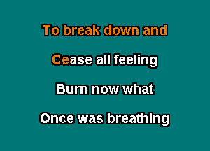 To break down and
Cease all feeling

Burn now what

Once was breathing
