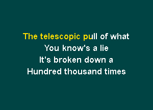 The telescopic pull of what
You know's a lie

It's broken down a
Hundred thousand times