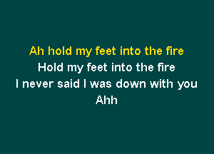 Ah hold my feet into the fire
Hold my feet into the fire

I never said I was down with you
Ahh