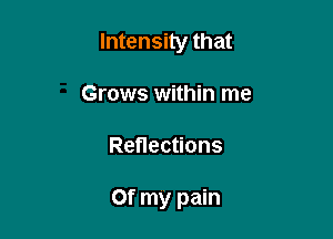Intensity that

Grows within me
Reflections

Of my pain