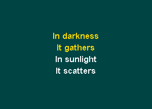 In darkness
It gathers

In sunlight
It scatters