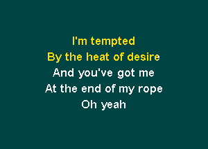 I'm tempted
By the heat of desire
And you've got me

At the end of my rope
Oh yeah