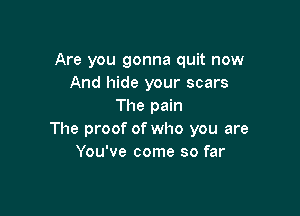 Are you gonna quit now
And hide your scars
The pain

The proof of who you are
You've come so far