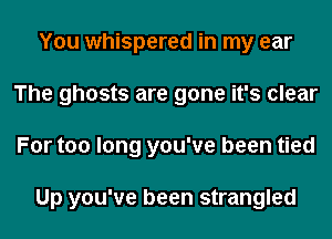 You whispered in my ear
The ghosts are gone it's clear
For too long you've been tied

Up you've been strangled