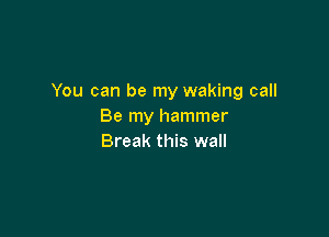 You can be my waking call
Be my hammer

Break this wall