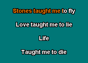 Stones taught me to fly

Love taught me to lie
Life

Taught me to die