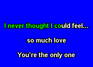 I never thought I could feel...

so much love

Yowre the only one