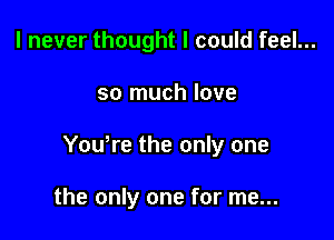 I never thought I could feel...

so much love

You,re the only one

the only one for me...