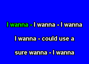 I wanna - I wanna - I wanna

lwanna - could use a

sure wanna - I wanna