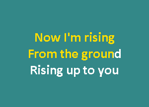 Now I'm rising

From the ground
Rising up to you