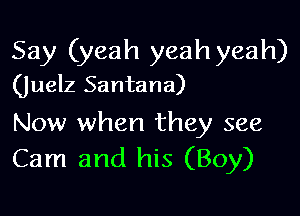 Say (yeah yeahyeah)

Quelz Santana)

Now when they see
Cam and his (Boy)