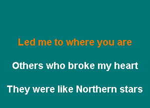 Led me to where you are

Others who broke my heart

They were like Northern stars