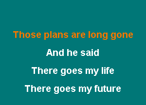 Those plans are long gone
And he said

There goes my life

There goes my future