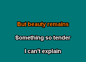 But beauty remains

Something so tender

I can't explain