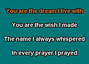 You are the dream I live with
You are the wish I made
The name I always whispered

In every prayer I prayed