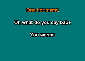 One hot mama

Oh what do you say babe

You wanna