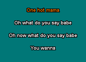 One hot mama

Oh what do you say babe

0h now what do you say babe

You wanna