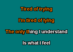 Tired of trying

I'm tired of lying

The only thing I understand

Is what I feel