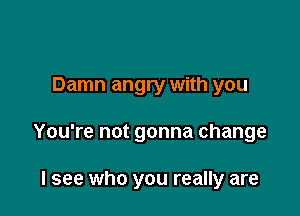 Damn angry with you

You're not gonna change

I see who you really are