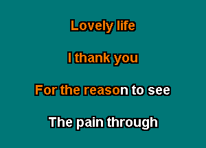 Lovely life
I thank you

For the reason to see

The pain through