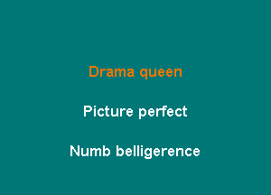 Drama queen

Picture perfect

Numb belligerence