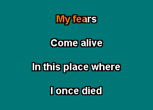 My fears

Come alive

In this place where

I once died