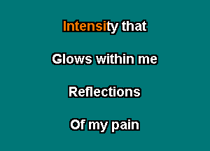 Intensity that

Glows within me
Reflections

Of my pain