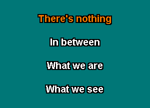 There's nothing

In between

What we are

What we see