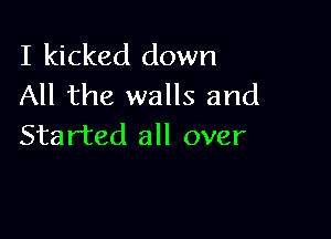 I kicked down
All the walls and

Started all over