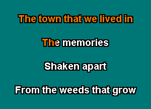 The town that we lived in
The memories

Shaken apart

From the weeds that grow