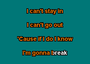 I can't stay in

I can't go out
'Cause ifl do I know

I'm gonna break