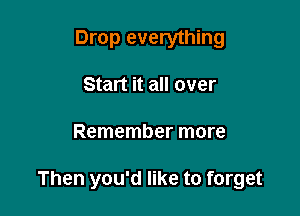 Drop everything
Start it all over

Remember more

Then you'd like to forget