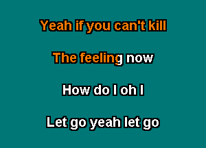 Yeah if you can't kill
The feeling now

Howdolohl

Let go yeah let go