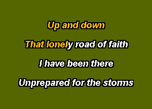 Up and down

That lonely road of faith

I have been there

Unprepared for the storms